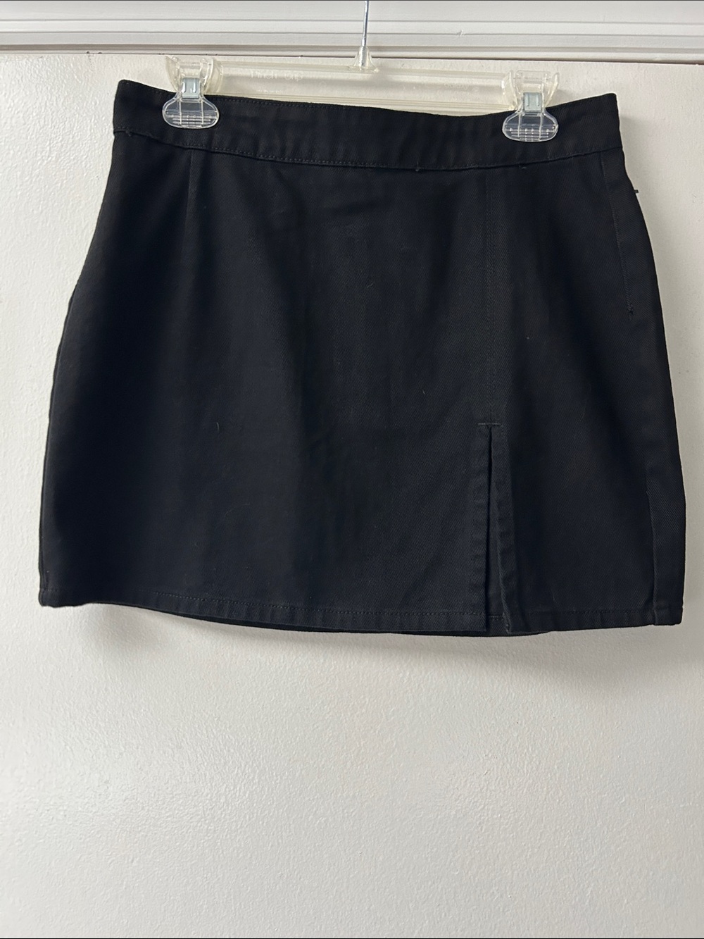 Lioness Black Denim Mini Skirt with Front Slit